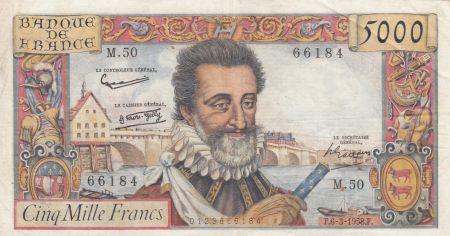 France 5000 Francs Henri IV - 06-03-1958 - M.50