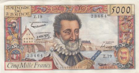 France 5000 Francs Henri IV - 06-06-1958 Série Z.19 - TTB +