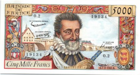 France 5000 Francs Henri IV - 07-02-1957 O.2