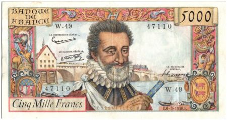 France 5000 Francs Henri IV - 1958