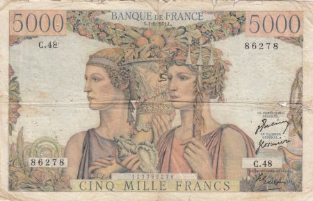 France 5000 Francs Terre et Mer - 01-02-1951 - Série C.48