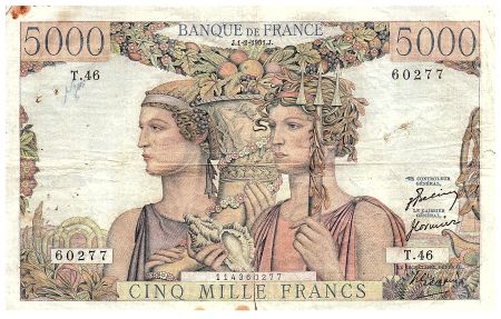 France 5000 Francs Terre et Mer - 01-02-1951 - Série T.46 - F.48.03