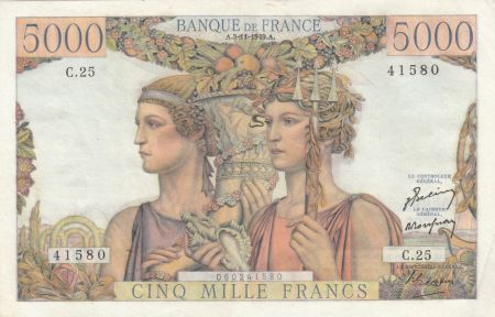 France 5000 Francs terre et mer - 03-11-1949 - Série C.25 - SUP+