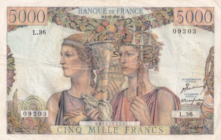 France 5000 Francs Terre et Mer - 03-11-1949 - Série L.36 - F.48.02