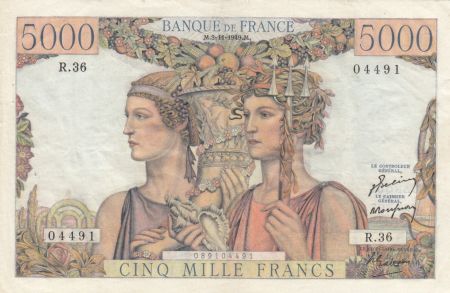 France 5000 Francs terre et mer - 03-11-1949 - Série R.36 - SUP