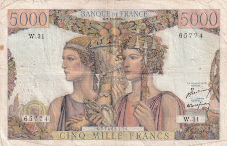 France 5000 Francs Terre et Mer - 03-11-1949 - Série W.31 - F.48.02