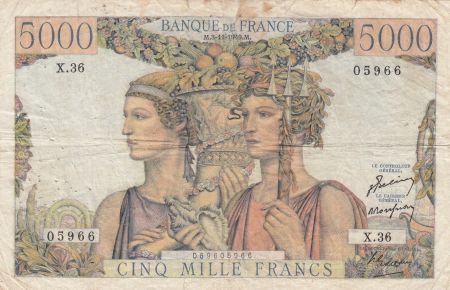 France 5000 Francs terre et mer - 03-11-1949 - Série X.36