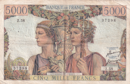France 5000 Francs Terre et Mer - 05-04-1951 - Série Z.58 - F.48.04