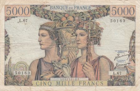 France 5000 Francs terre et mer - 05-04-1951 - Sériel L.67
