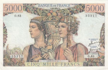 France 5000 Francs Terre et Mer - 05-04-1951 Série  O.63