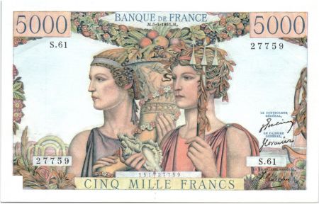 France 5000 Francs Terre et Mer - 05-04-1951 Série S.61-27759