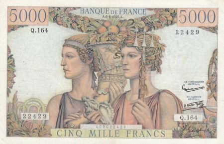 France 5000 Francs Terre et Mer - 06-06-1957 Série  Q.164 - TTB
