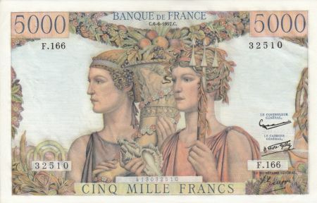France 5000 Francs Terre et Mer - 06-06-1957 Série F.166