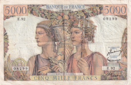France 5000 Francs Terre et Mer - 07-02-1952 - Série E.92 - F.48.06