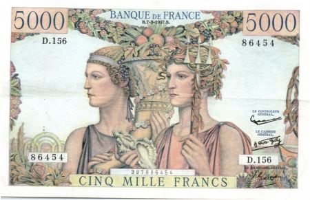 France 5000 Francs Terre et Mer - 07-03-1957 Série D.156
