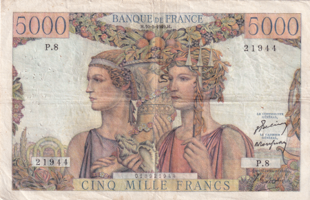 France 5000 Francs Terre et Mer - 10-03-1949 - Série P.8 - F.48.01