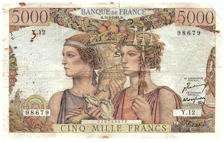 France 5000 Francs Terre et Mer - 10-03-1949 - Série Y.12 - F.48.01