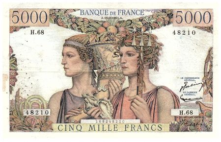 France 5000 Francs Terre et Mer - 16-08-1951 - Série H.68 - F.48.05