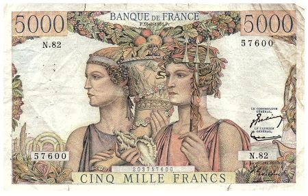 France 5000 Francs Terre et Mer - 16-08-1951 - Série N.82 - F.48.05