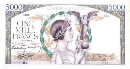 France 5000 Francs Victoire - 08-12-1938 Série H.71