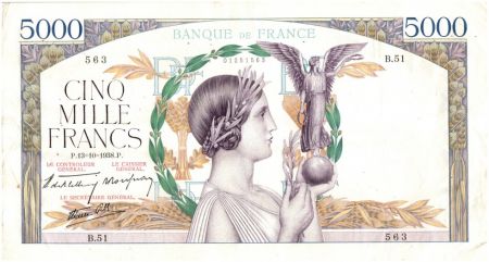 France 5000 Francs Victoire - 13-10-1938 Rare