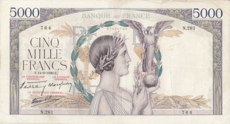 France 5000 Francs Victoire - 14-09-1939 Série N.281