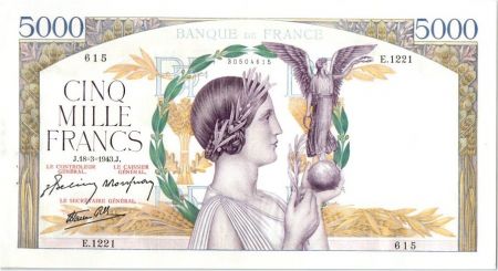 France 5000 Francs Victoire - 18-03-1943 Série E.1221
