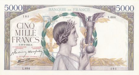 France 5000 Francs Victoire - 18-09-1941 Série L.684 - SUP