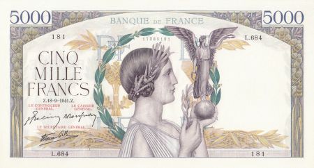France 5000 Francs Victoire - 19-09-1941 Série L.684 - SUP+