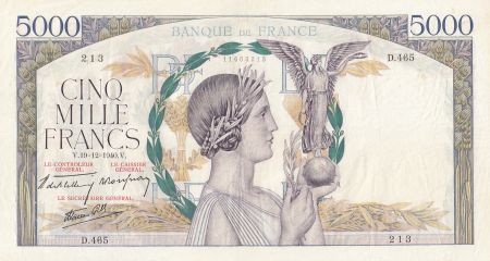 France 5000 Francs Victoire - 19-12-1940 Série D.465