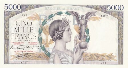 France 5000 Francs Victoire - 20-07-1939 - Série Y.237