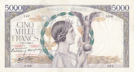 France 5000 Francs Victoire - 25-05-1939 Série E.200 - TTB