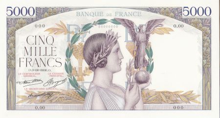 France 5000 Francs Victoire - Type 1934 - Epreuve Specimen - Neuf  PCGS 65OPQ