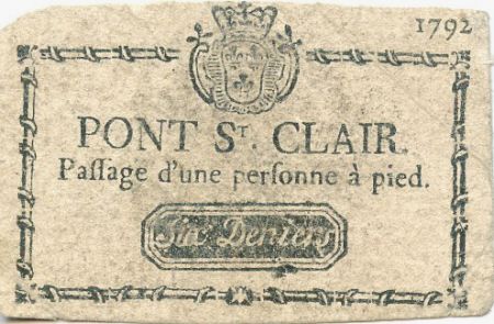 France 6 Deniers - Pont St Clair - Passage d\'une personne à pied - 1792 - TB