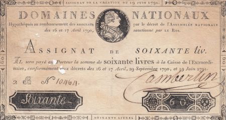 France 60 Livres Louis XVI - 19-06-1791 Série 2B - Sign. Camberlin - PTB