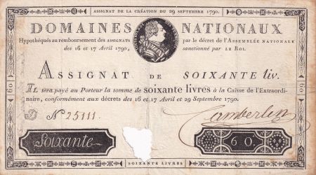 France 60 Livres Louis XVI - 29-09-1790- Série D 25111