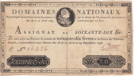 France 70 Livres Louis XVI - 29-09-1790 - Série E - 16326