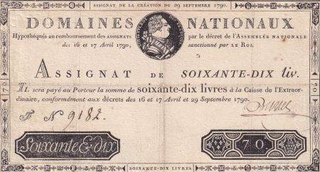 France 70 Livres Louis XVI - 29-09-1790- Série F 9182