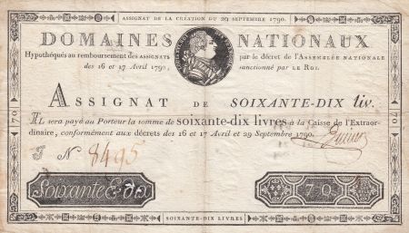 France 70 Livres Louis XVI - 29-09-1790 Série J - Sign. Jullien - PTTB