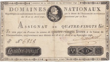 France 80 Livres Louis XVI - 29-09-1790 - Sign. Pinard