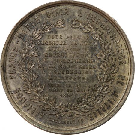 France ALLIANCE FRANCO-SARDE  NAPOLEON III - MEDAILLE ETAIN 1859