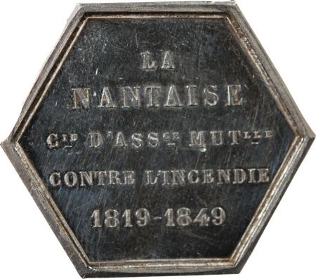 France ASSURANCES MUTUELLES CONTRE L\'INCENDIE, LA NANTAISE - JETON ARGENT - NANTES POINCON CORNE (après 1879), H. DELAHAYE