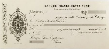 France Banque Franco-Egyptienne - Lettre de change vierge (Première) - TTB
