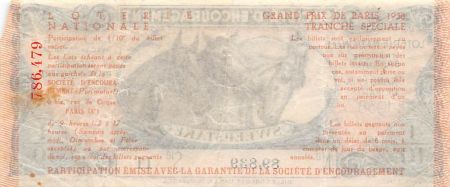 France Billet de Loterie Nationale  SWEEPSTAKE - 1938
