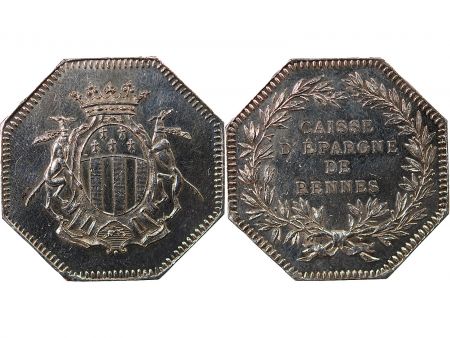 France CAISSE D\'EPARGNE DE RENNES - JETON ARGENT poinçon Corne (après 1879)