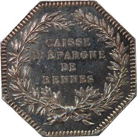 France CAISSE D\'EPARGNE DE RENNES - JETON ARGENT poinçon Corne (après 1879)