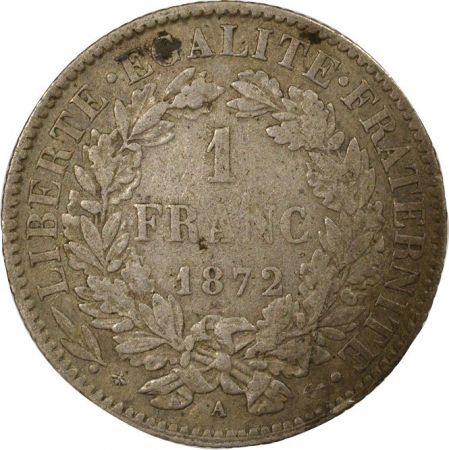 France Cérès - 1 Franc Argent 1872 A Paris