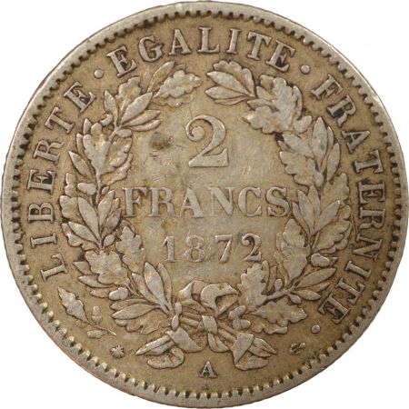 France CERES - 2 FRANCS ARGENT - 1872 A PARIS