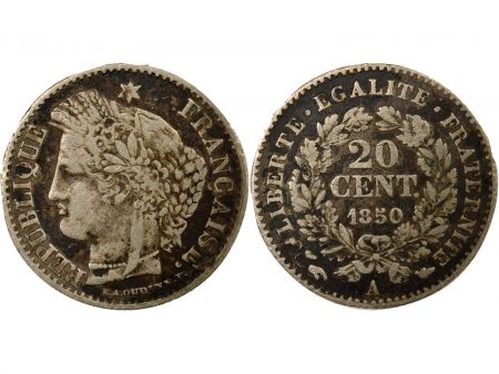 France Cérès - 20 Centimes Argent - 1850 A Paris