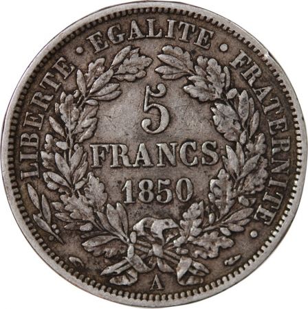 France CÉRÈS - 5 FRANCS ARGENT 1850 A PARIS